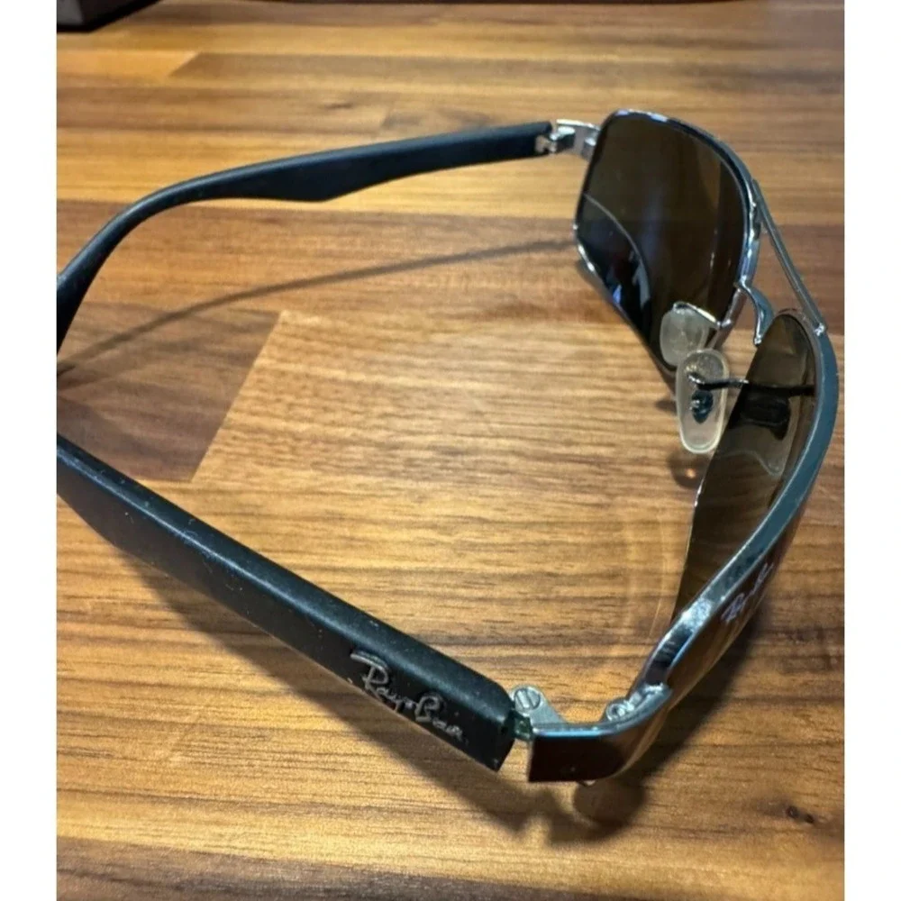 Ray-Ban RB3445 004 Sunglasses NO CASE Minor Flaws Silver Wrap Pilot Aviators